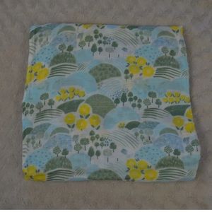 Angel Dear Baby Swaddle Blanket Trees Hill Print Green Yellow Blue Bamboo Blend